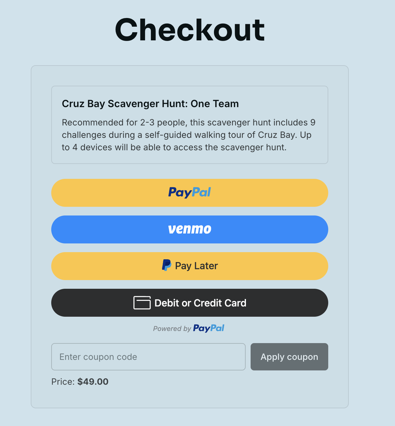 Create account and purchase